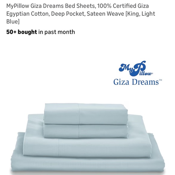 My Pillow Giza Dreams King Sheet Set - Light Blue, New In Package - Picture 5 of 7